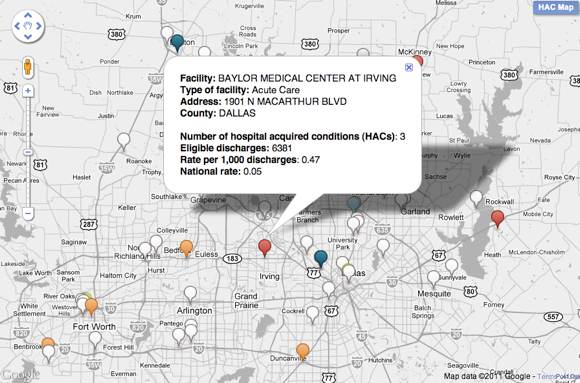 Hospital Acquired Conditions map -- detail