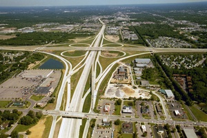 Highway cloverleaf interchange