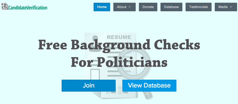 A screenshot of candidateverification.org website