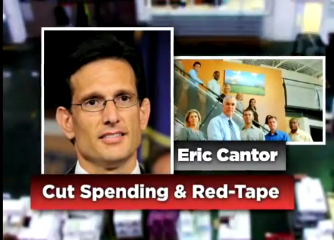 Screenshot from a pro-Eric Cantor TV ad run by the American Chemistry Council, which says the congressman cut spending and red tape