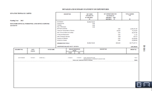 Image of page from Secretary of the Senate's biannual disbursement report