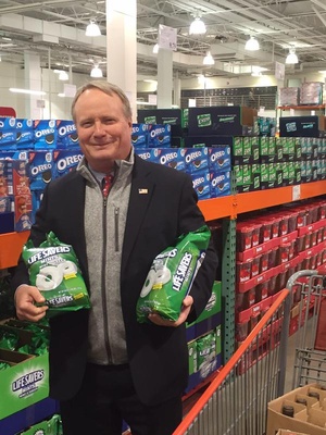 A photo of Rep. David Joyce, R-Ohio, that was deleted from his campaign Twitter account showing him cradling two large bags of Lifesavers in a Costco.
