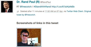 An image of a deleted retweet from the campaign account of Sen. Rand Paul, R-Ky.
