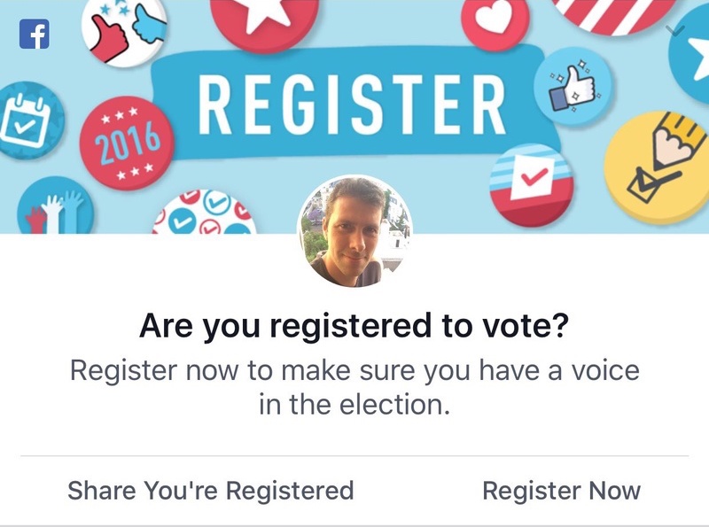 Facebook prompt about voter registration