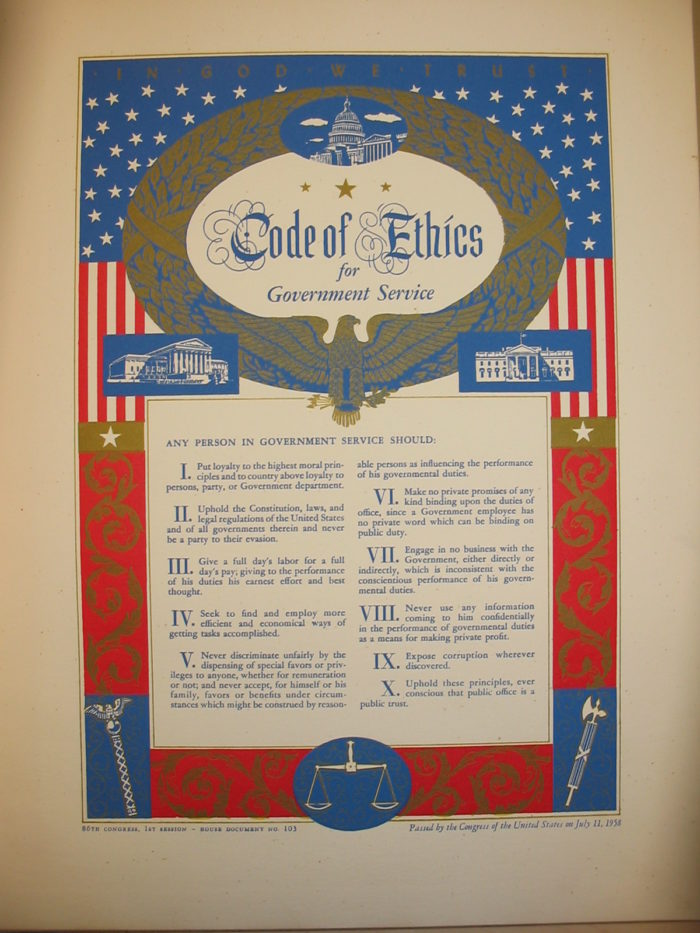 "Code of Ethics for Government Service," 1958