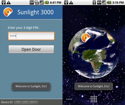 screenshot of the android app