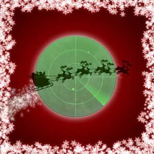 silhouette of Santa's sleigh over a radar scope