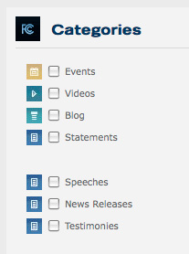 Image of Newsroom category icons