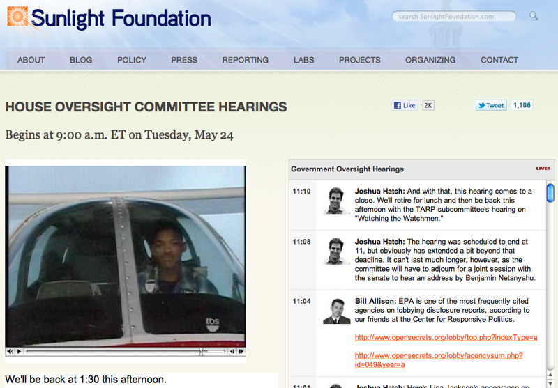 The Fresh Prince of Bel-Air comes on momentarily during a Sunlight Live coverage of a House Committee Hearing