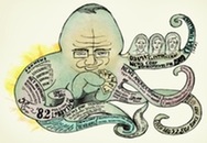 a tentacled Rupert Murdoch with the arms of his empire wrapped around Washington