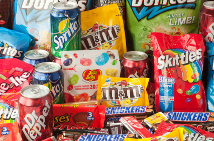 Photo of sodas, chips and candy