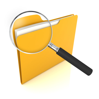 Image of file with magnifying glass
