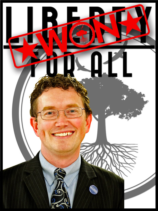 Thomas Massie in image on Liberty for All website