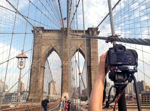 Filming B-roll on Brooklyn Bridge