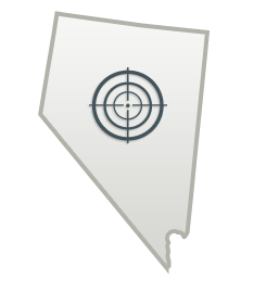Outline of the state of Nevada with bullseye