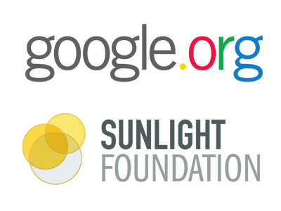The logos for Google.org and Sunlight Foundation for the announcement of a new grant.