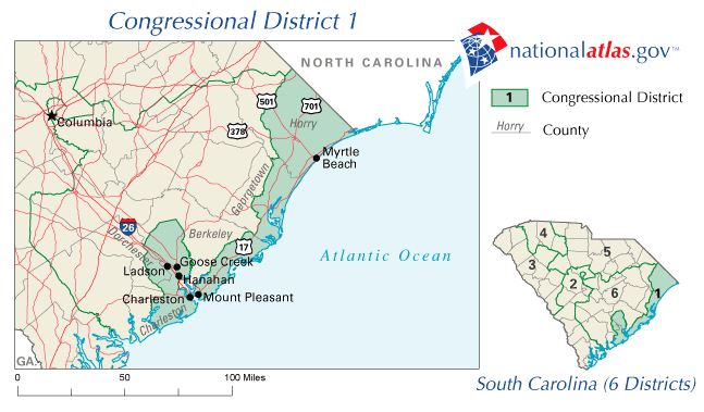 map of SC Congressional District 1