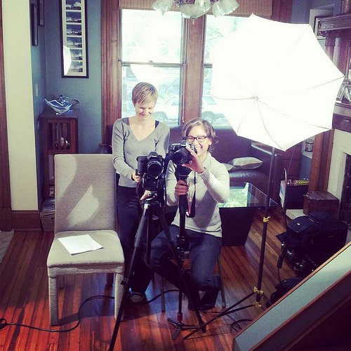 Sunlight's video team filming at Sandra's home