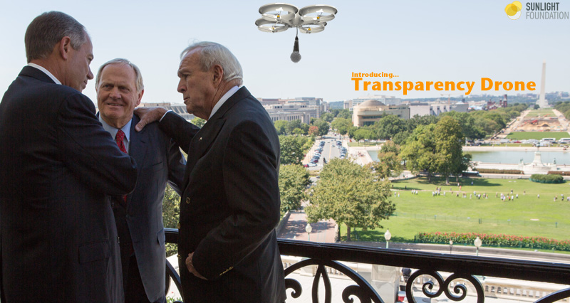 The Sunlight Foundation's Transparency Drone on a mission near Speaker Boehner's office on Capitol Hill in Washington D.C.