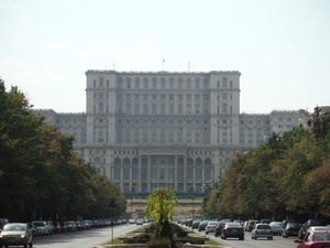 The Romanian parliament in Bucharest, one of the largest buildings in Europe. 