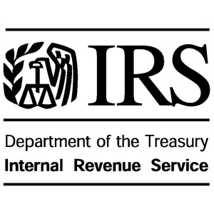 A logo for the Internal Revenue Service, displaying an eagle holding scales.