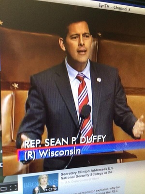 Rep. Sean Duffy, R-Wis., speaks on the House floor as seen through a deleted tweet caught by Politwoops.