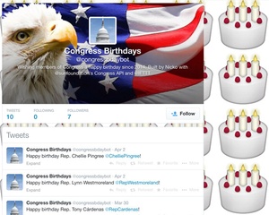 A screenshot of the @congressbdaybot's Twitter account.