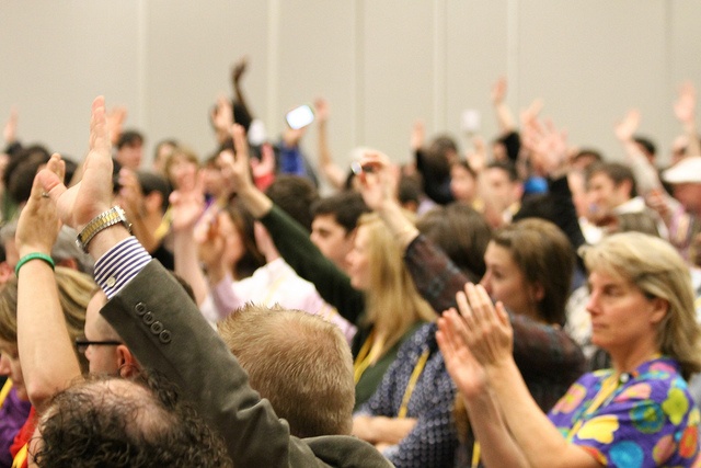 TCampers raise their hands in support of open government.