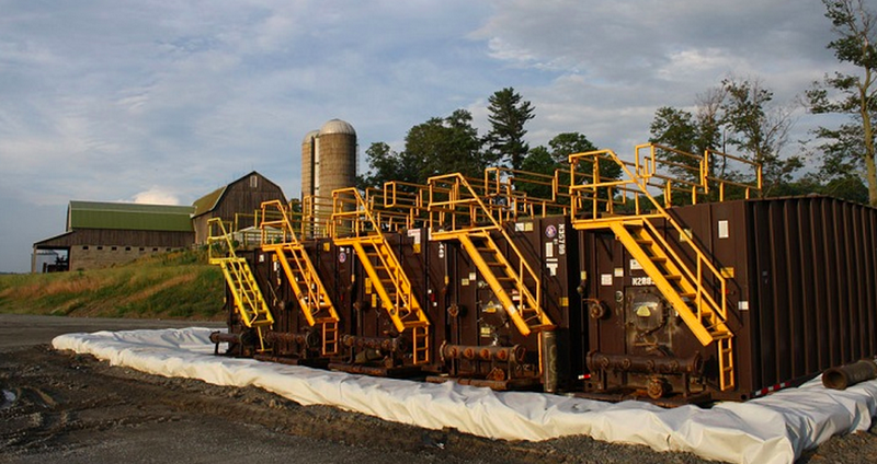 An image of fracking tanks at a Marcellus Shale drilling site in Tioga County, PA, 2010.