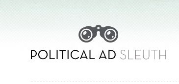 Stylized drawing of a pair of binoculars over the words Political Ad Sleuth