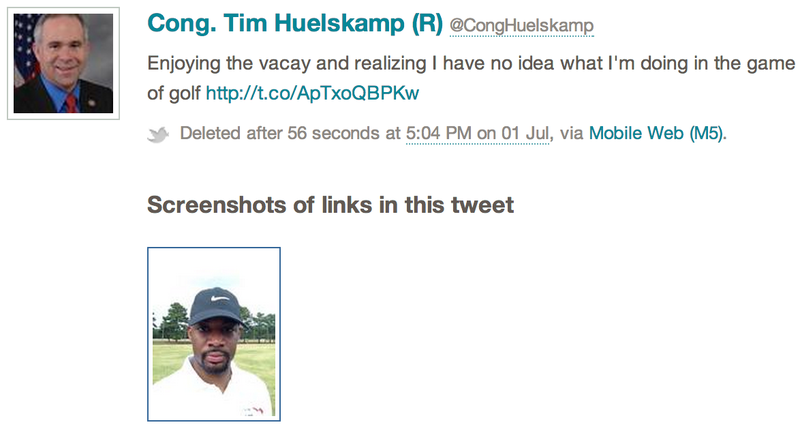 A deleted tweet from Rep. Tim Huelskamp, R-Kans.