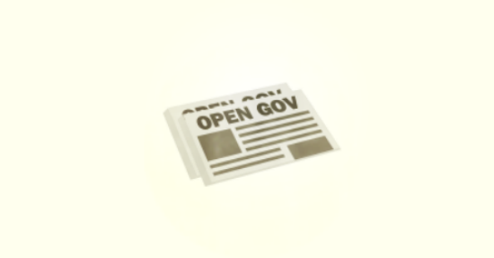 A newspaper with the headline Open Gov