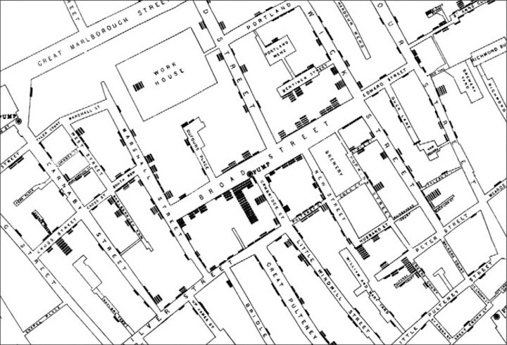 An image of John Snow's cholera map