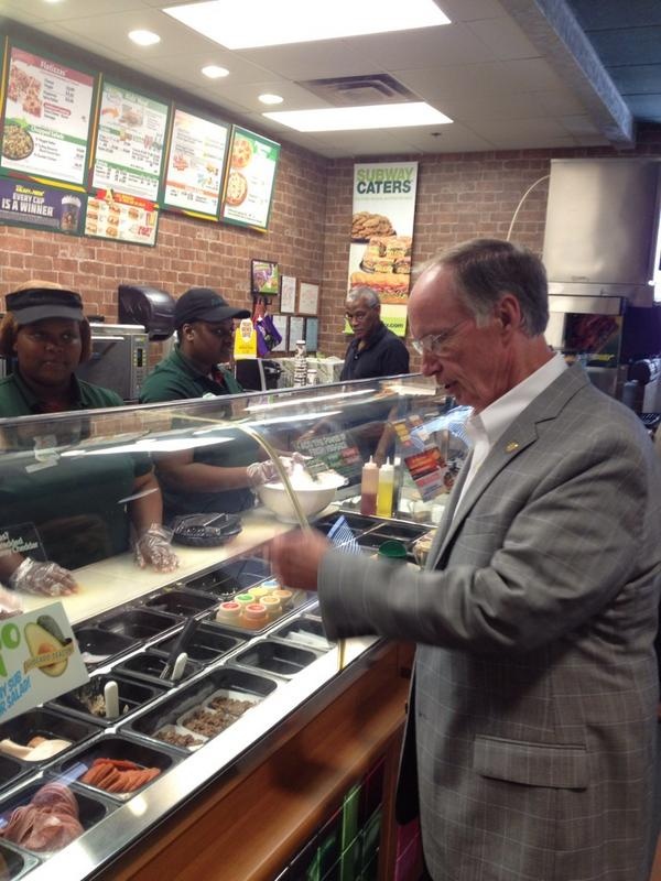 A photo of Governor Robert Bentley, R-Ala., ordering food at a Subway that was deleted from his official Twitter feed.