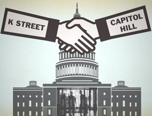 A picture of K Street and Capitol Hill shaking hands.