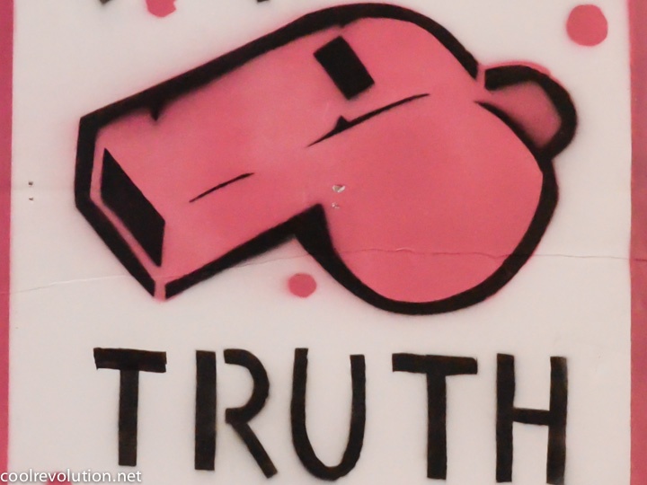 A drawing of a whistle with the word "truth" printed below it