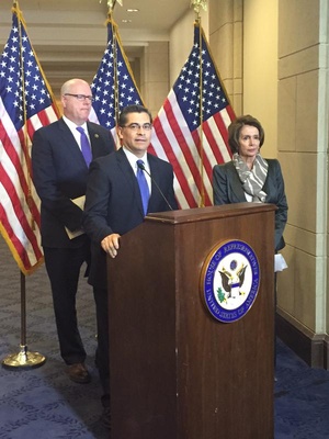 A photo of Rep. Xavier Becerra, D-Calif., speaking behind a podium that was deleted from his official House Twitter feed and archived on Politwoops.