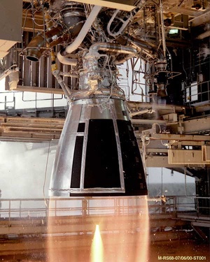 A large rocket propulsion system in testing