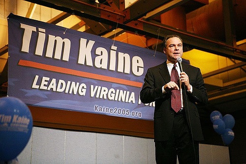 Tim Kaine speaking at a rally.