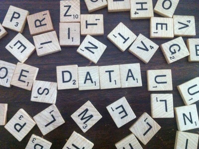 data spelled out with scrabble letters