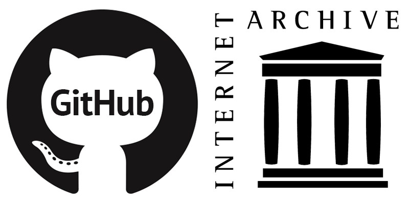Logos for GitHub and Internet Archive side by side.