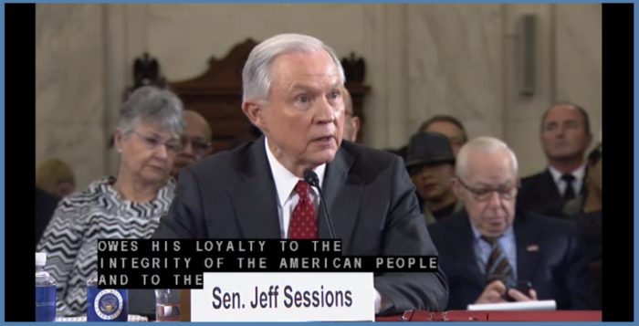 Senator Jeff Sessions testifies at the confirmation hearing for his nomination as U.S. Attorney General