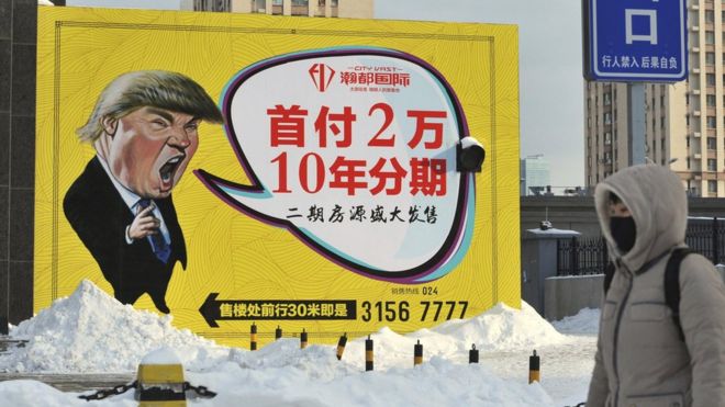 Billboard in China. Credit: BBC