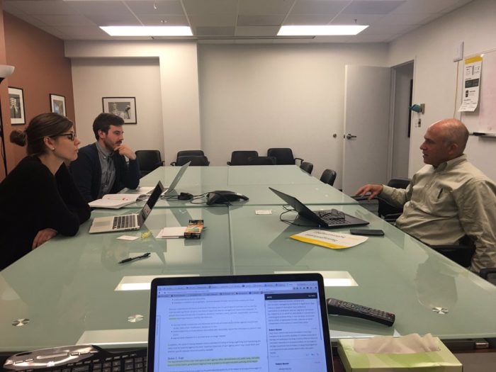 DC chief data officer Barney Krucoff meets with Stephen Larrick and Alyssa Doom at the Sunlight Foundation in October 2016