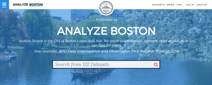 Screenshot of Boston's data portal