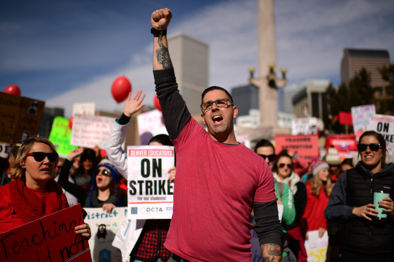 Teachers in Denver, Colorado strike. 