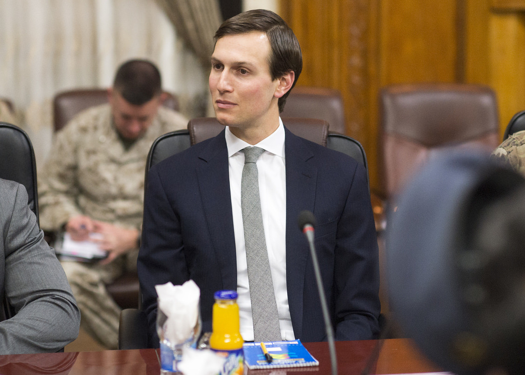 Jared Kushner, Senior Advisor to President Donald J. Trump, sits in on a meeting with Marine Corps Gen. Joseph F. Dunford Jr., chairman of the Joint Chiefs of Staff