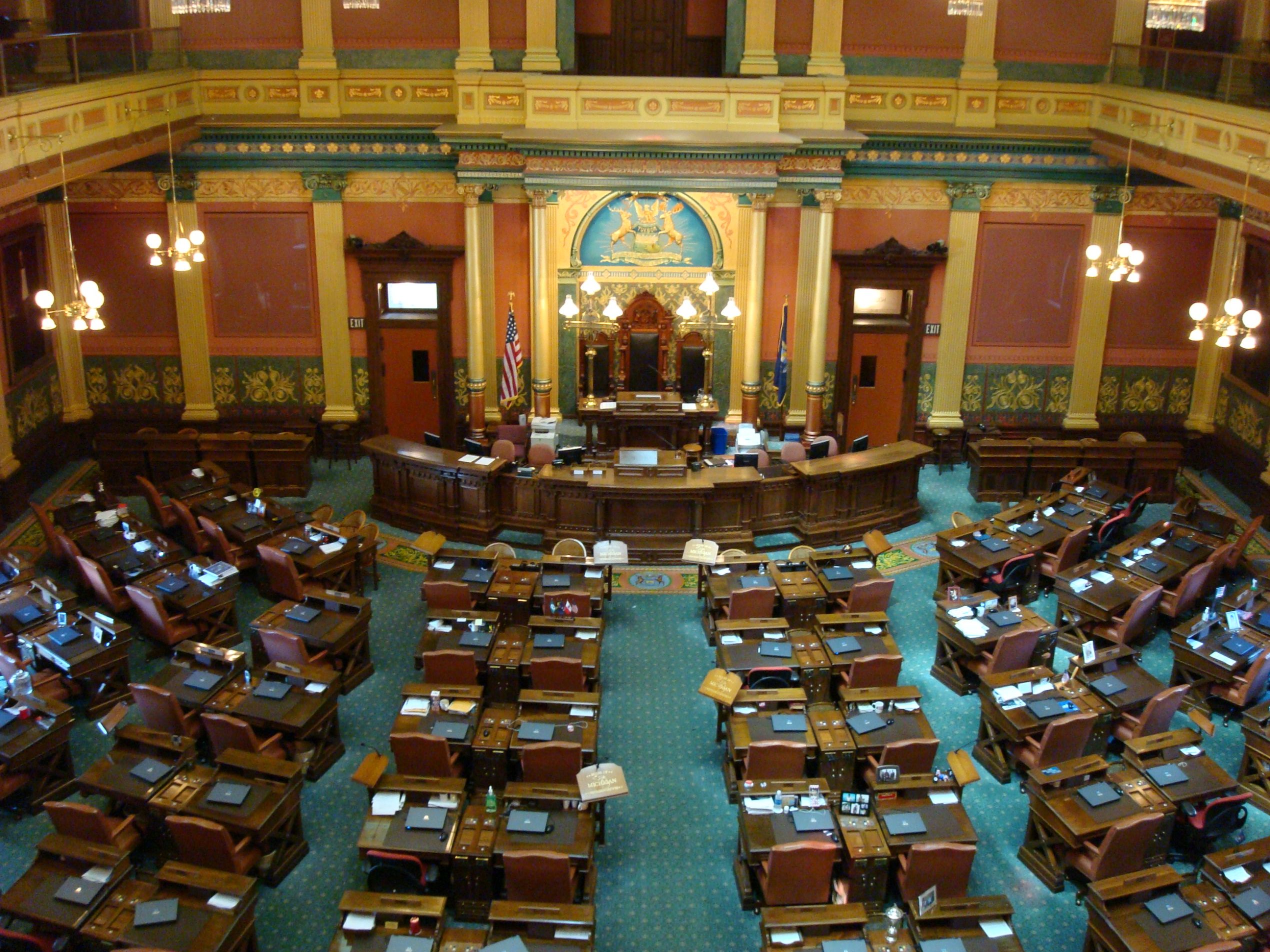 The Michigan House of Representatives chamber. 